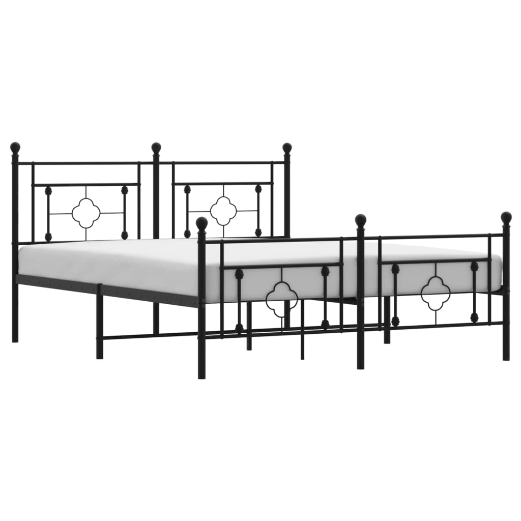 vidaXL Metal Bed Frame without Mattress with Footboard Black 59.1"x78.7"