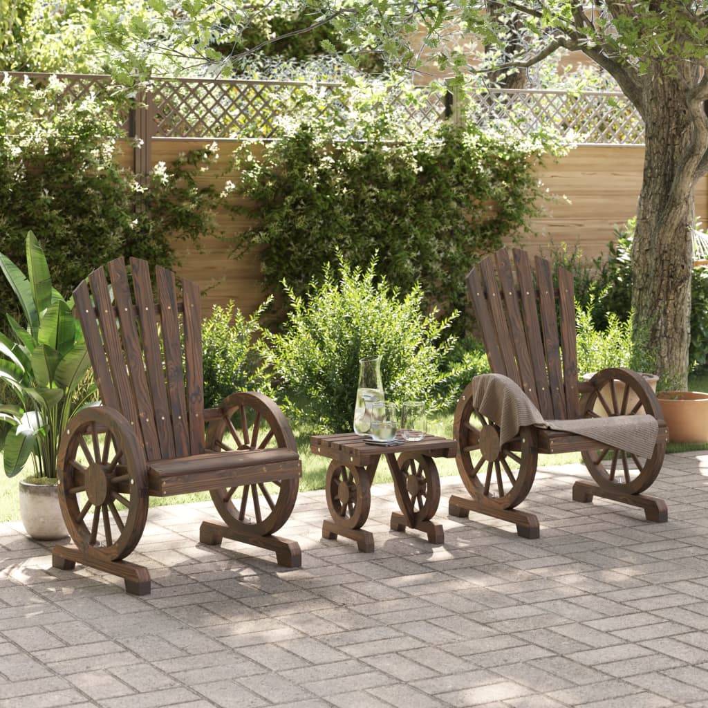 vidaXL 3 Piece Patio Lounge Set Solid Wood Fir