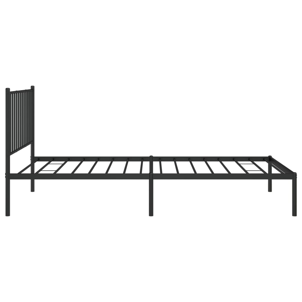 vidaXL Metal Bed Frame without Mattress with Headboard Black 39.4"x78.7"