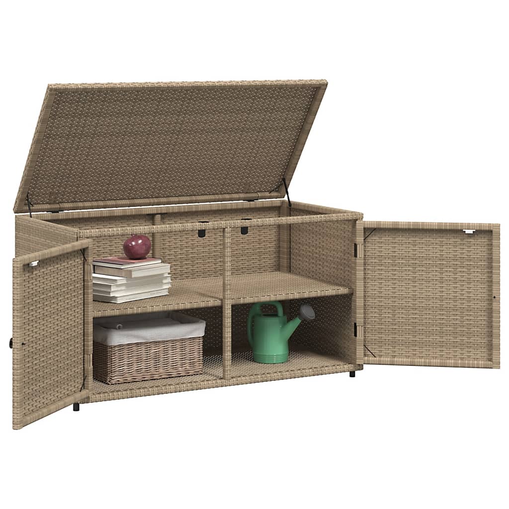 vidaXL Patio Storage Cabinet Beige 43.3"x21.7"x23.8" Poly Rattan