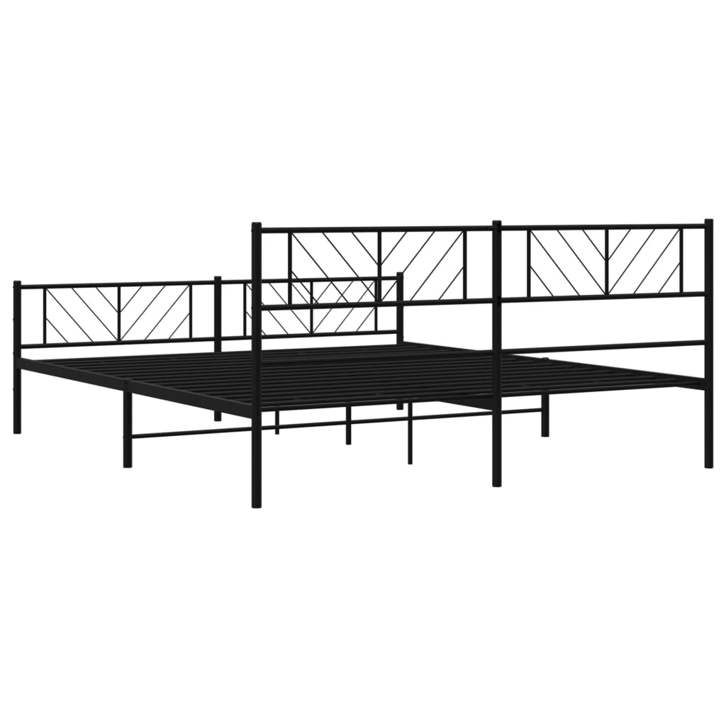 vidaXL Metal Bed Frame without Mattress with Footboard Black 76"x79.9"