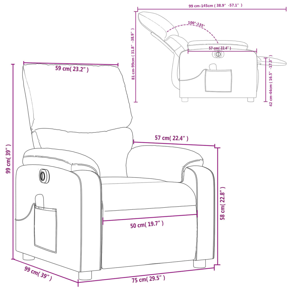 vidaXL Electric Massage Recliner Chair Black Faux Leather