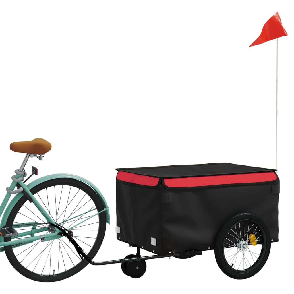 vidaXL Bike Trailer Black and Red 66.1 lb Iron