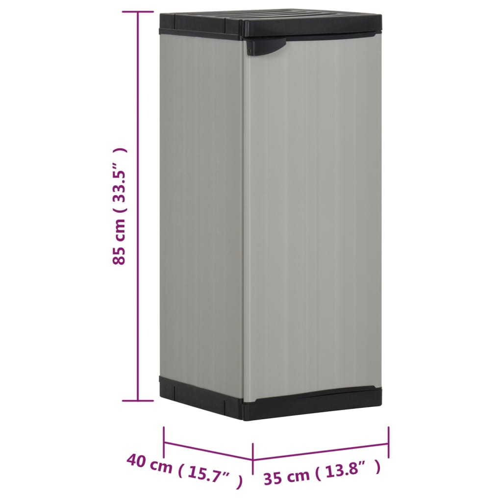 vidaXL Garden Storage Cabinet with 1 Shelf Gray and Black 13.8"x15.7"x33.5"