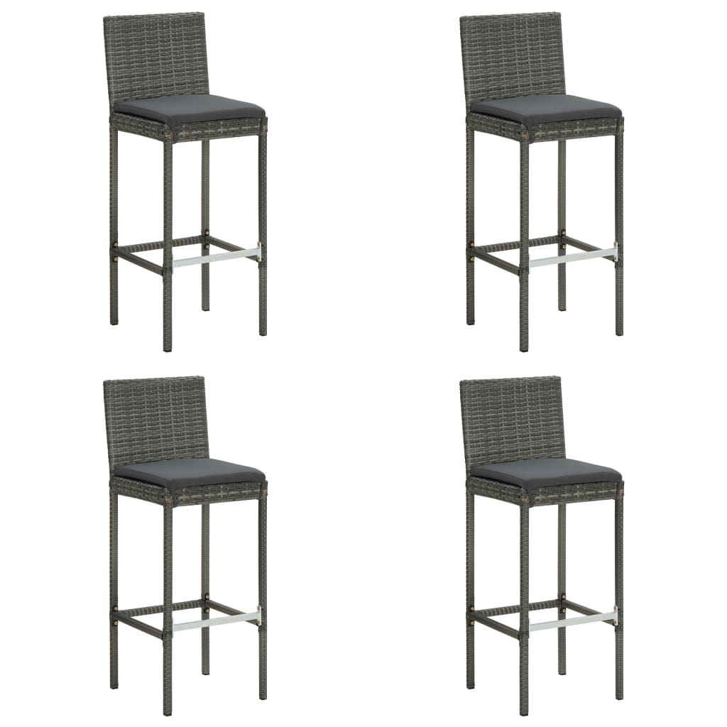 vidaXL 5 Piece Patio Bar Set with Cushions Poly Rattan Gray