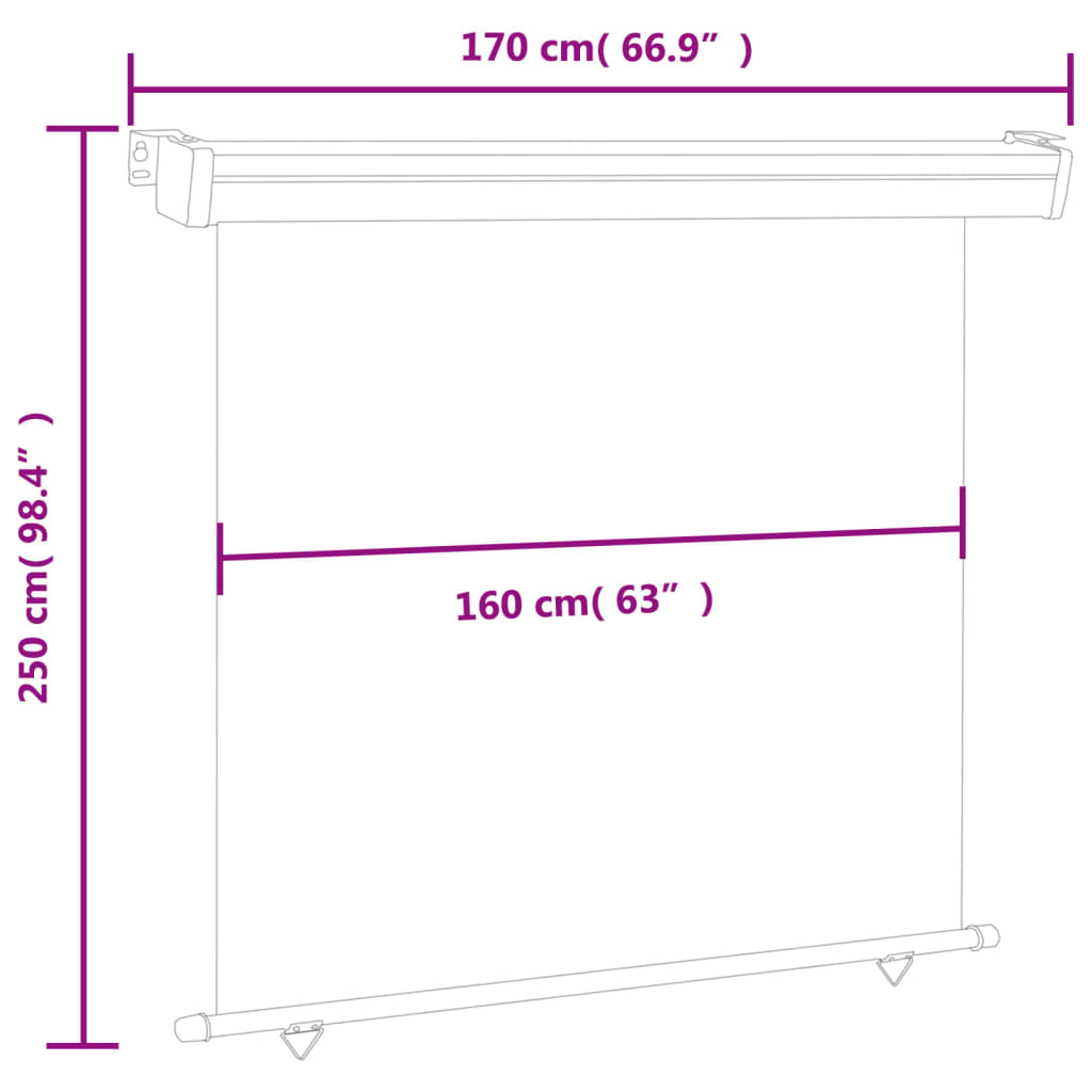 vidaXL Balcony Side Awning 66.9"x98.4" Cream