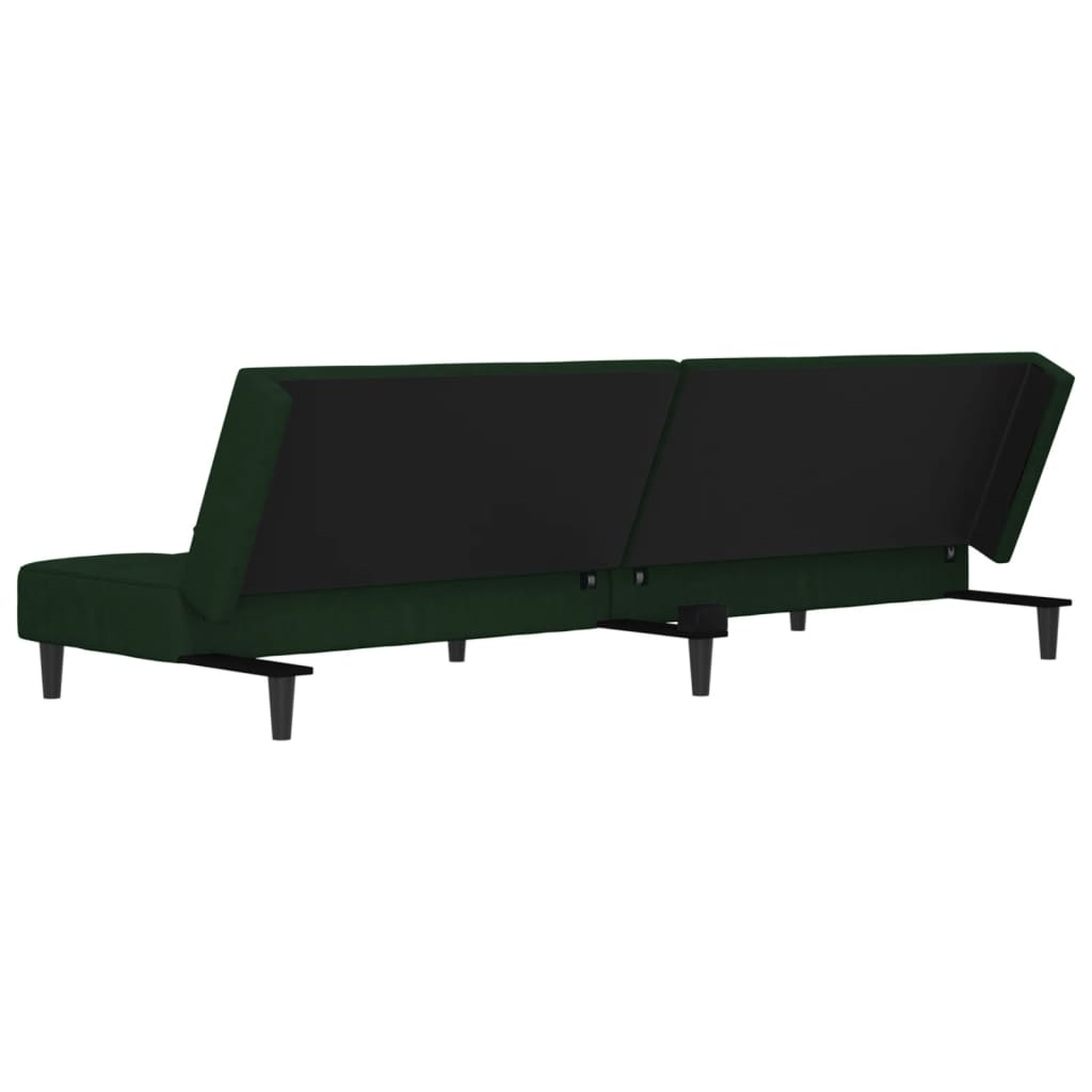 vidaXL 2-Seater Sofa Bed with Two Pillows Dark Green Velvet