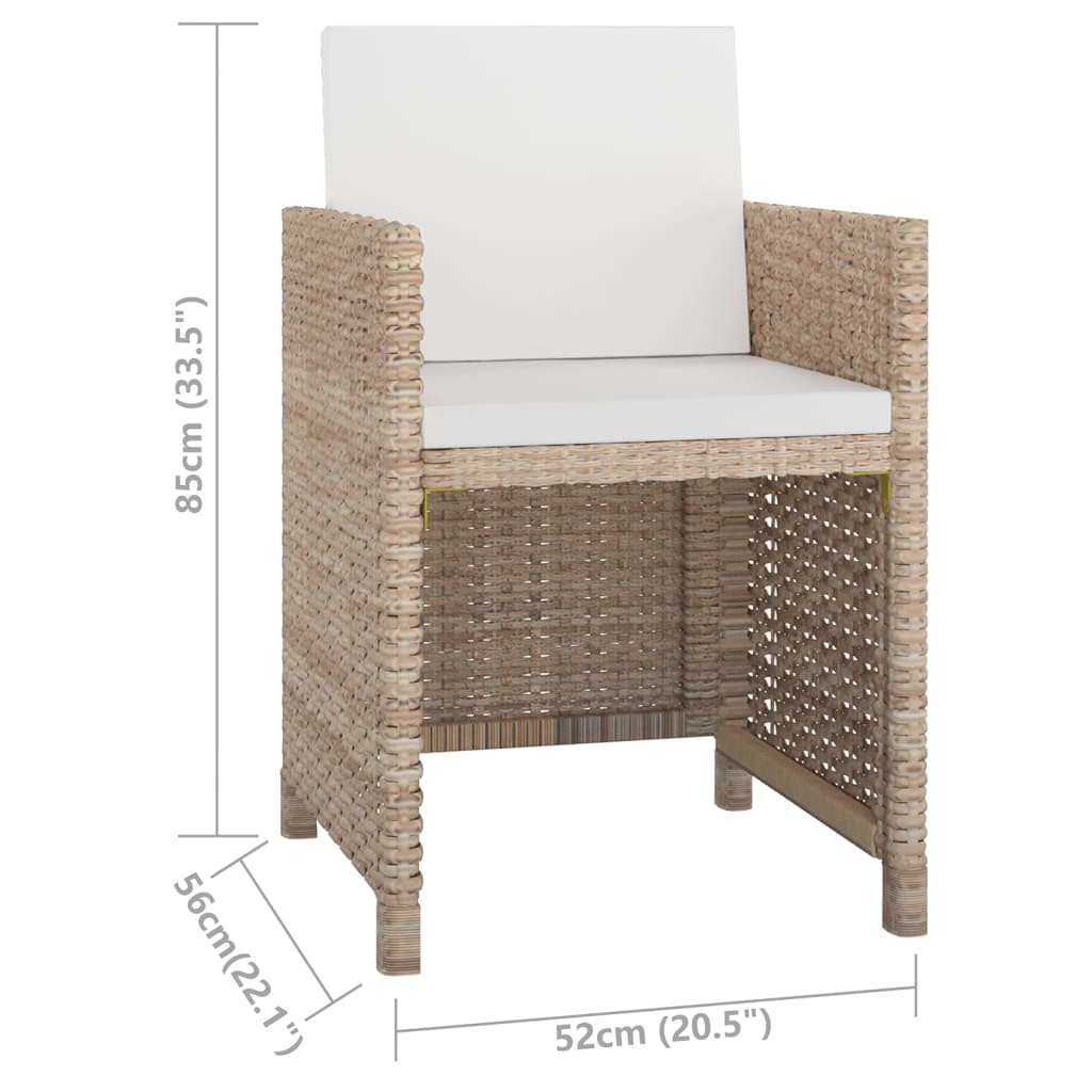 vidaXL 11 Piece Patio Dining Set with Cushions Poly Rattan Beige