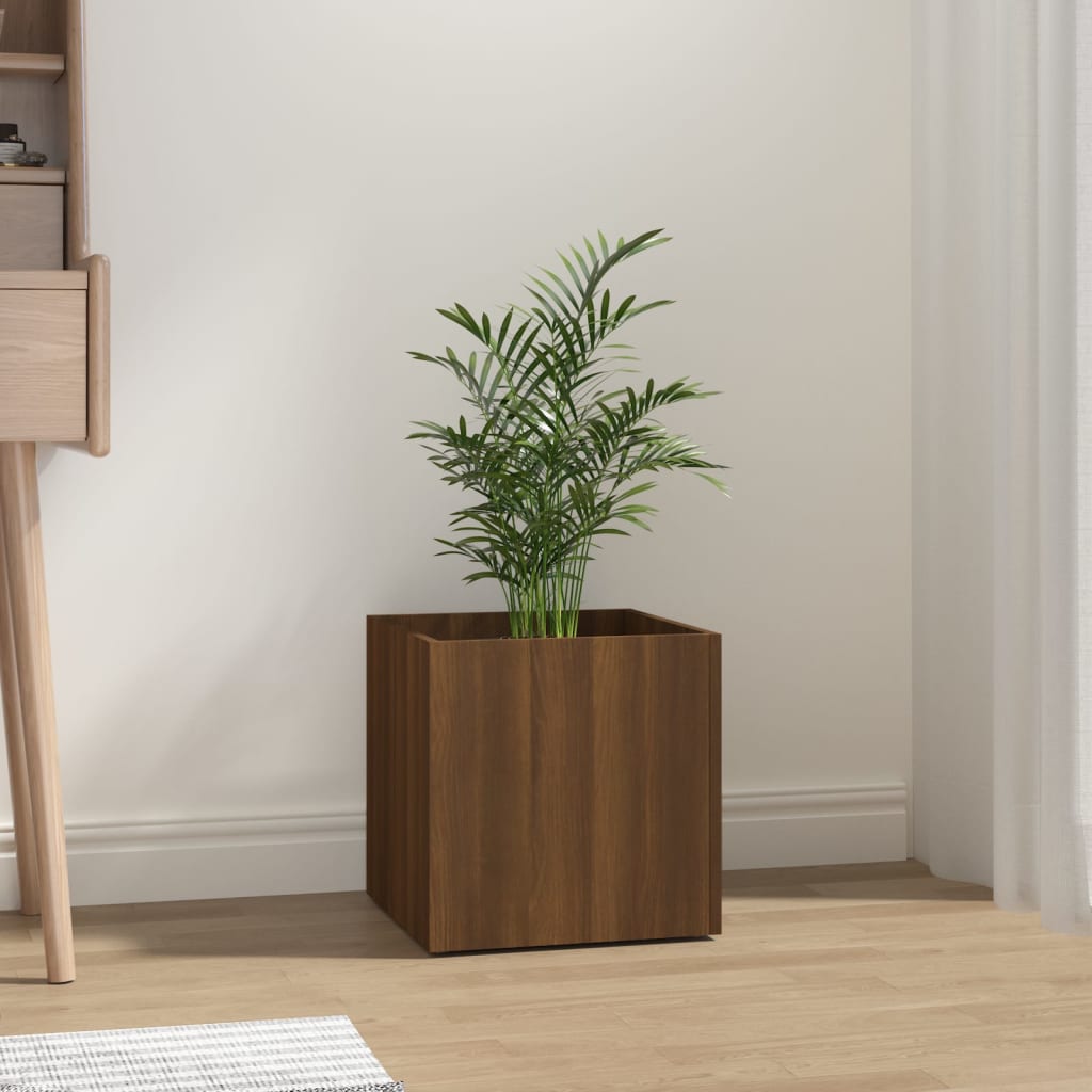 vidaXL Planter Box Brown Oak 15.7"x15.7"x15.7" Engineered Wood