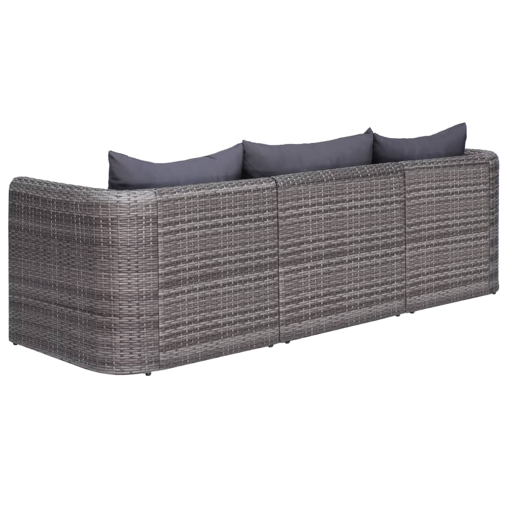 vidaXL 8 Piece Patio Lounge Set with Cushions Poly Rattan Gray