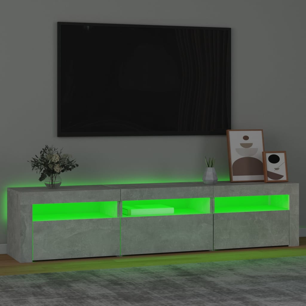 vidaXL TV Stand with LED Lights Concrete Gray 70.9"x13.8"x15.7"