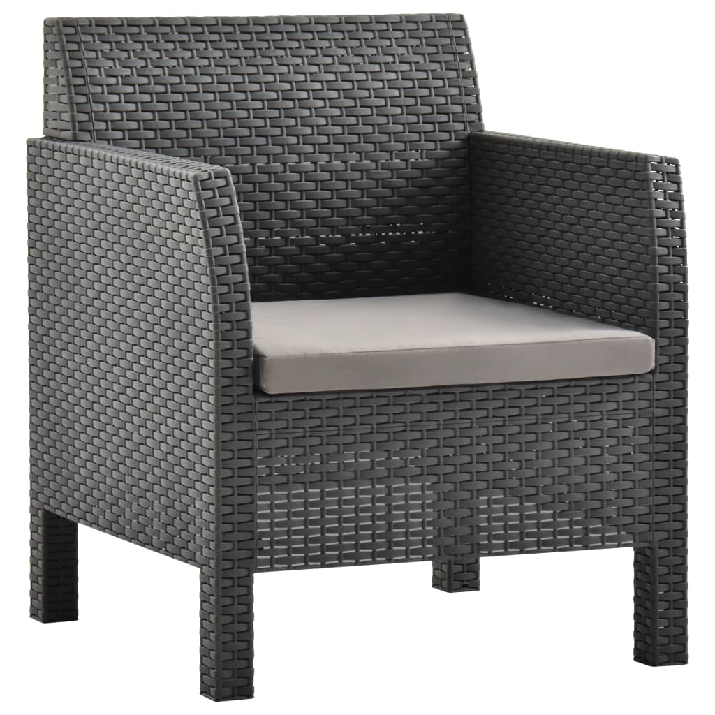 vidaXL 4 Piece Patio Lounge Set with Cushions PP Rattan Anthracite