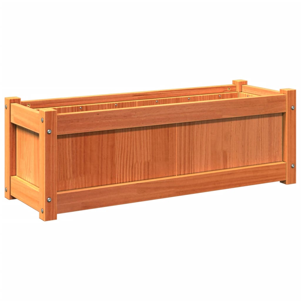 vidaXL Garden Planter Wax Brown 35.4"x12.2"x12.2" Solid Wood Pine