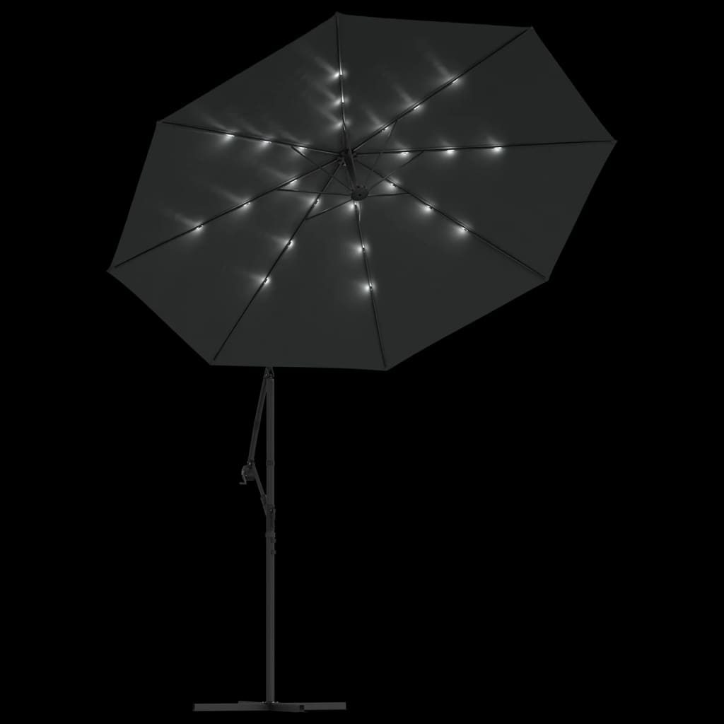 vidaXL Cantilever Garden Parasol with LED Lights and Steel Pole 118.1" Anthracite