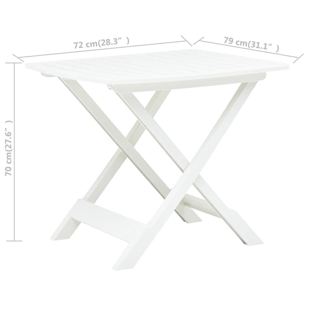 vidaXL Folding Patio Table White 31.1"x28.3"x27.6" Plastic