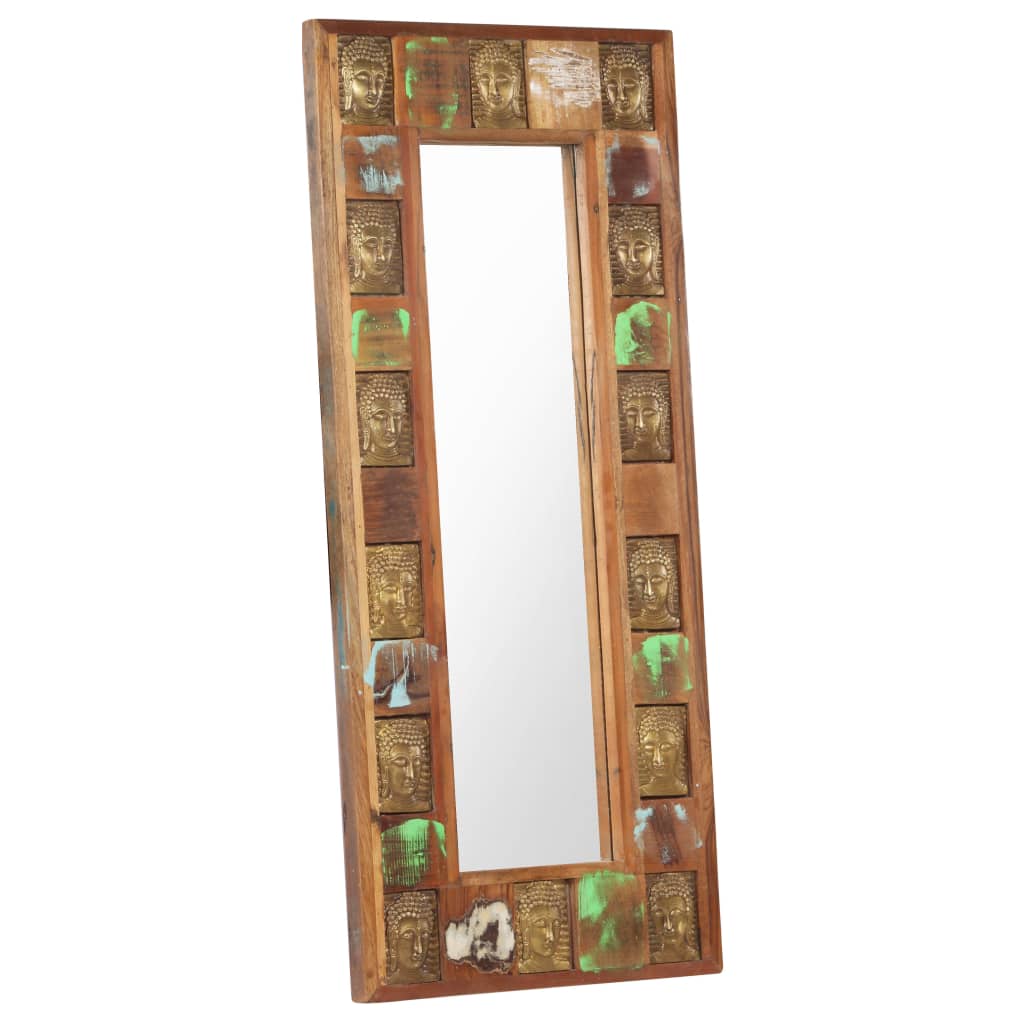 vidaXL Mirror with Buddha Cladding 19.7"x43.3" Solid Reclaimed Wood