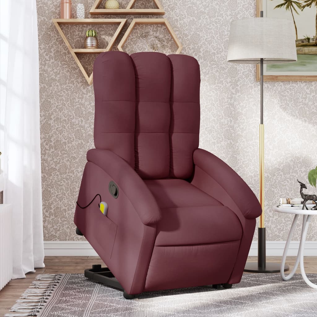 vidaXL Stand up Massage Recliner Chair Purple Fabric