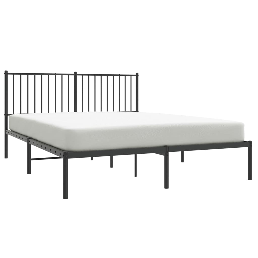 vidaXL Metal Bed Frame with Headboard Black 59.8"x78.7"