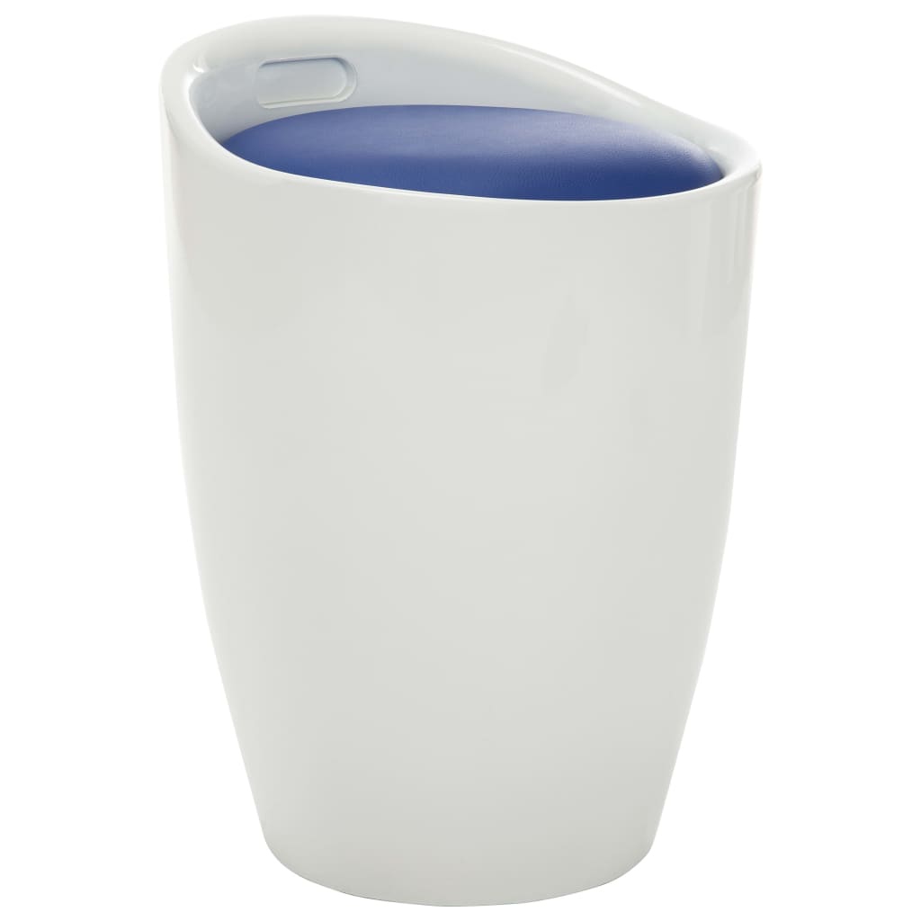 vidaXL Storage Stool White and Blue Faux Leather