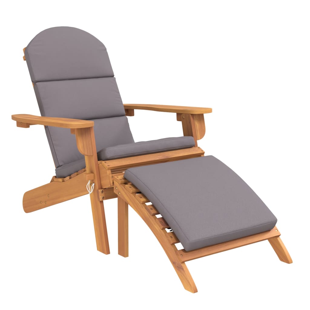 vidaXL Adirondack Patio Chair with Footrest Solid Wood Acacia