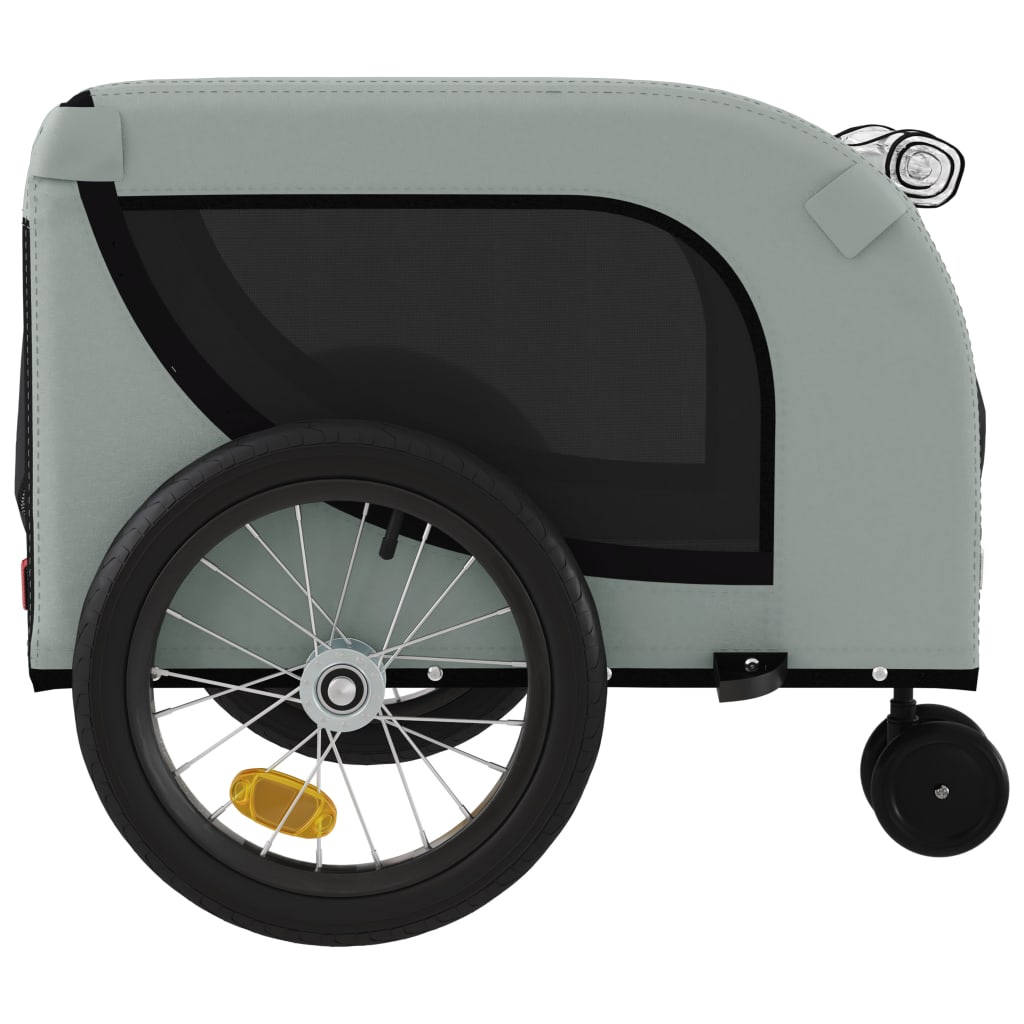 vidaXL Pet Bike Trailer Gray and Black Oxford Fabric and Iron