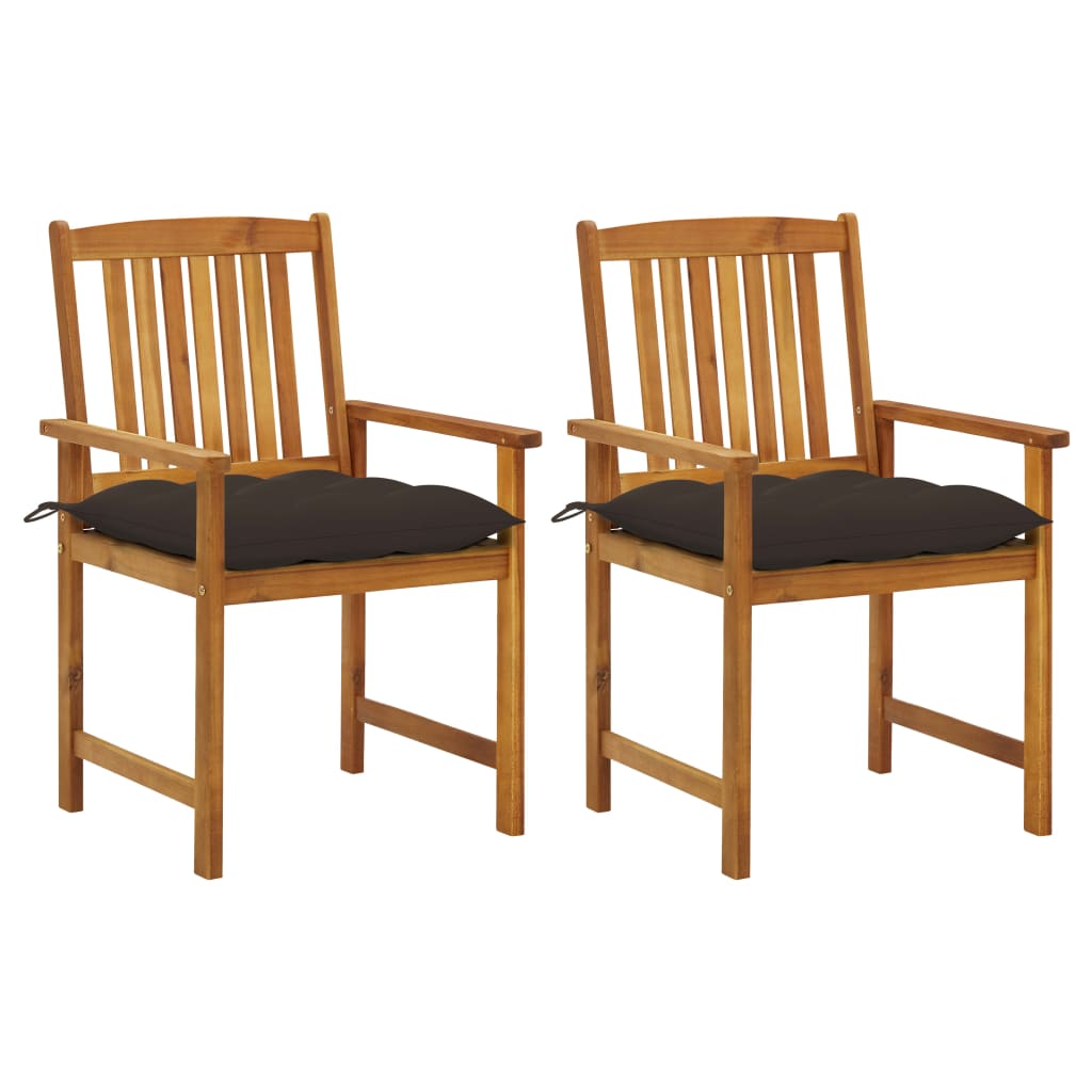 vidaXL Patio Chairs with Cushions 2 pcs Solid Acacia Wood