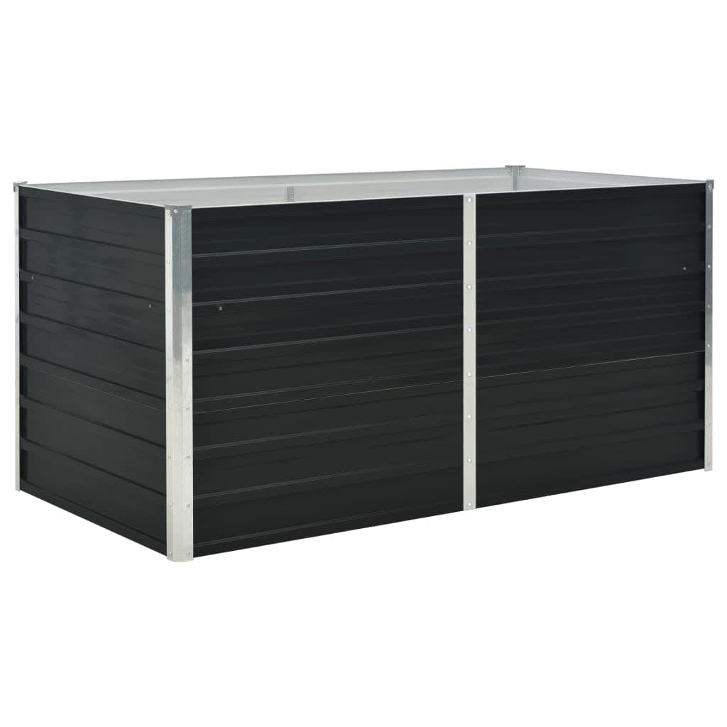 vidaXL Raised Garden Bed Anthracite 63"x31.5"x30.3" Galvanized Steel