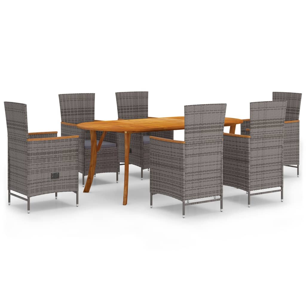 vidaXL 7 Piece Patio Dining Set Gray