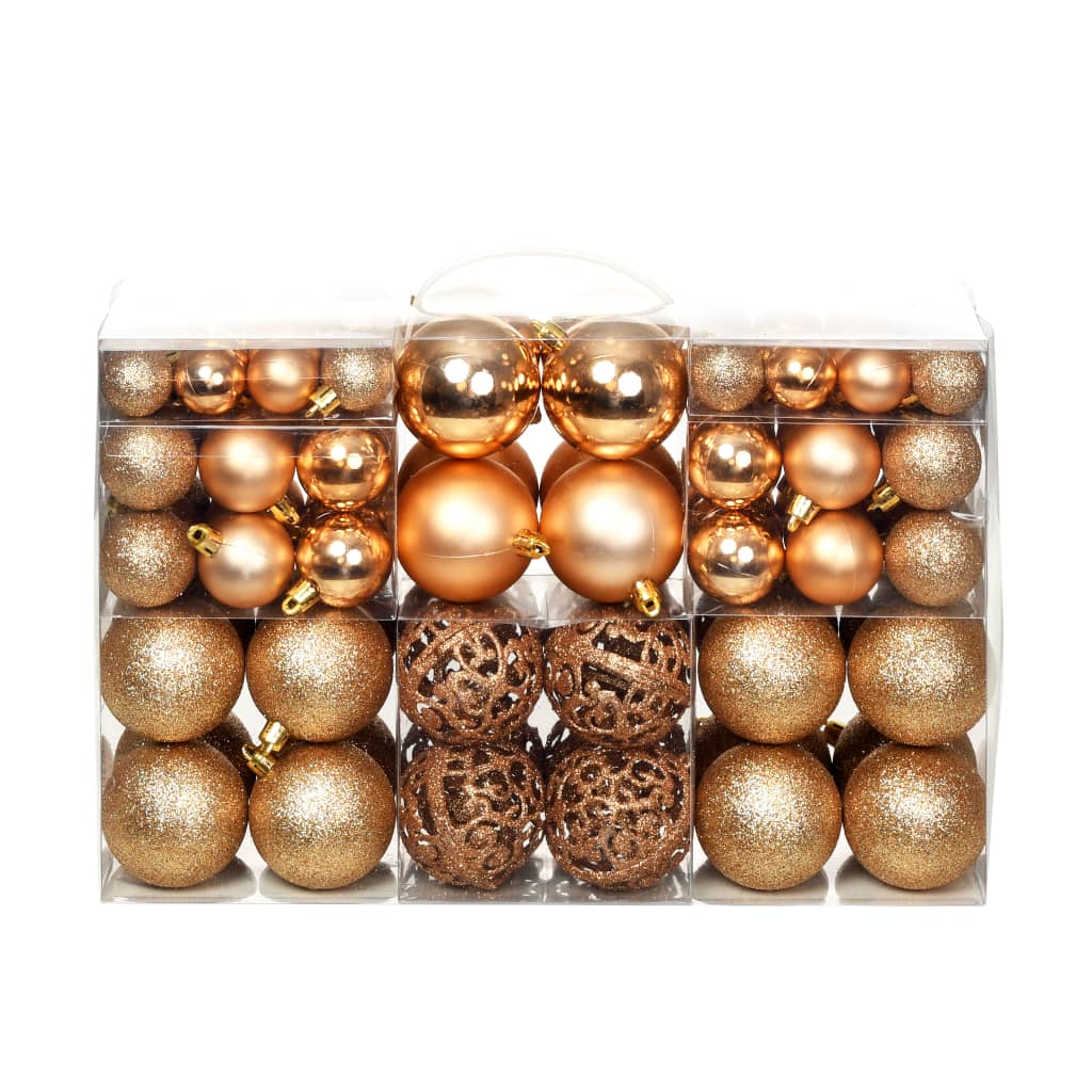 vidaXL 100 Piece Christmas Ball Set 1.2"/1.6"/2.4" Rose/Gold