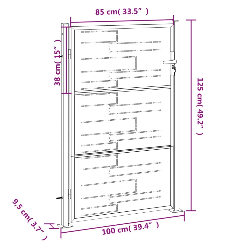 vidaXL Garden Gate 39.4"x49.2" Stainless Steel