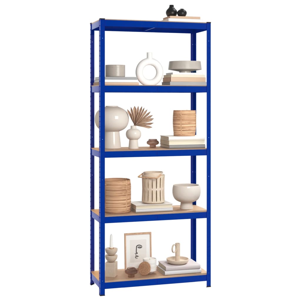 vidaXL 5-Layer Storage Shelf Blue Steel&Engineered Wood