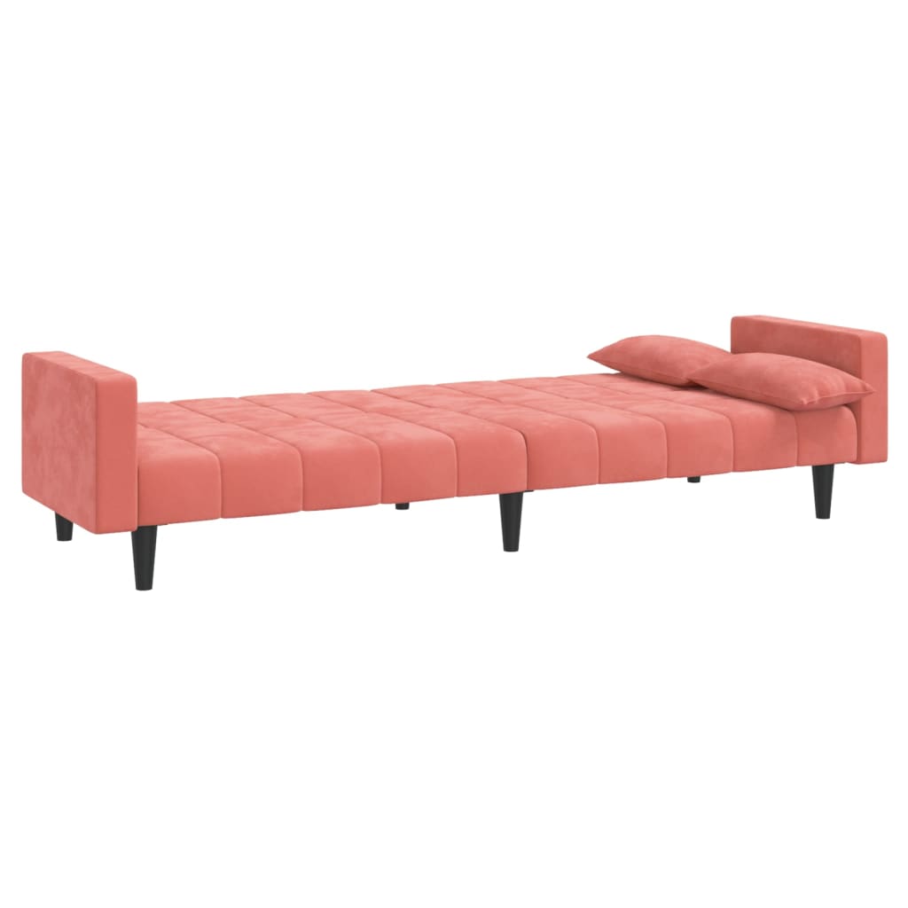 vidaXL 2-Seater Sofa Bed with Two Pillows Pink Velvet