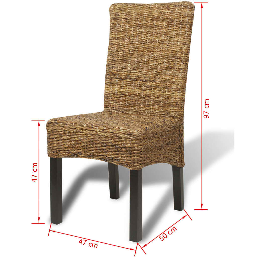 vidaXL Dining Chairs 2 pcs Abaca and Solid Mango Wood