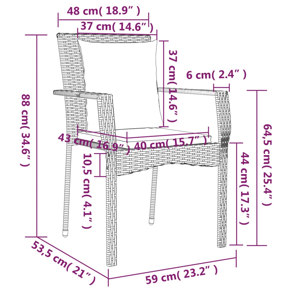 vidaXL 9 Piece Patio Dining Set with Cushions Gray Poly Rattan