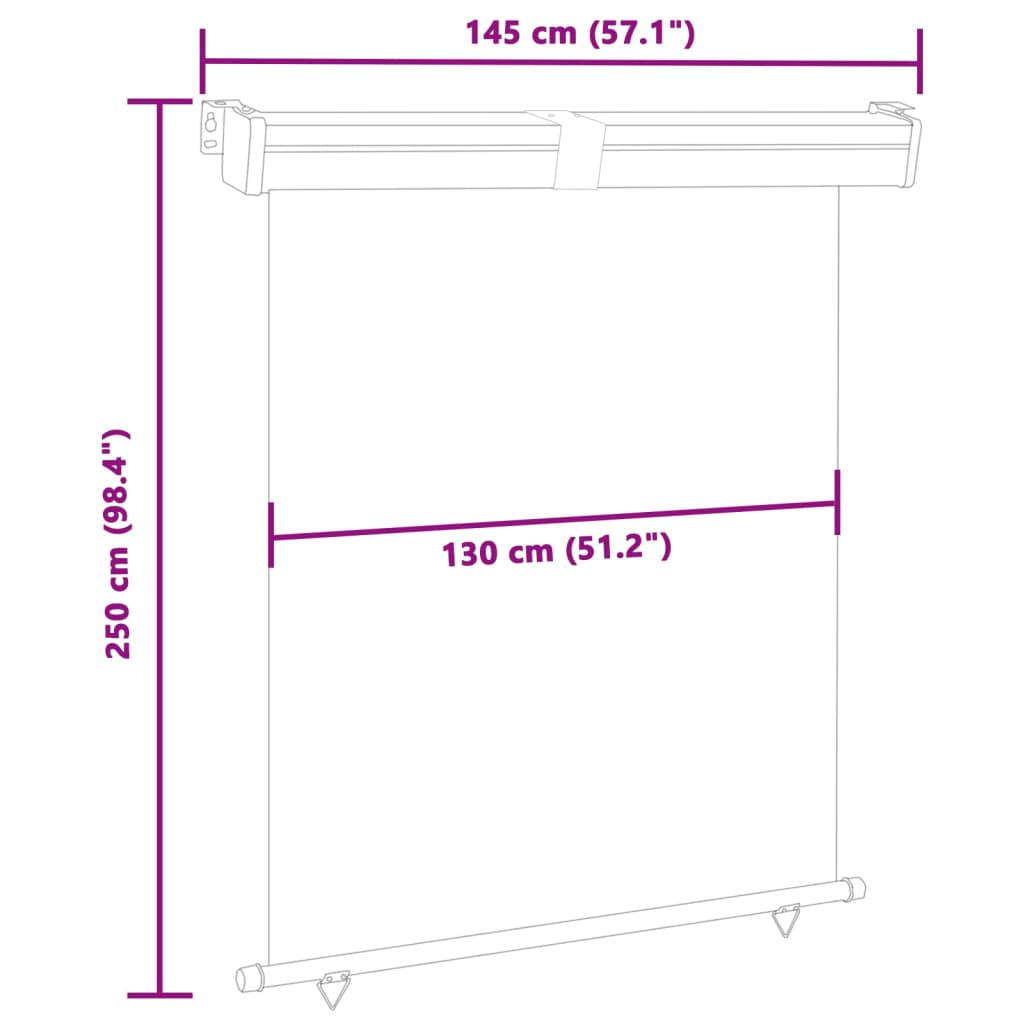 vidaXL Balcony Side Awning 55.1"x98.4" Cream