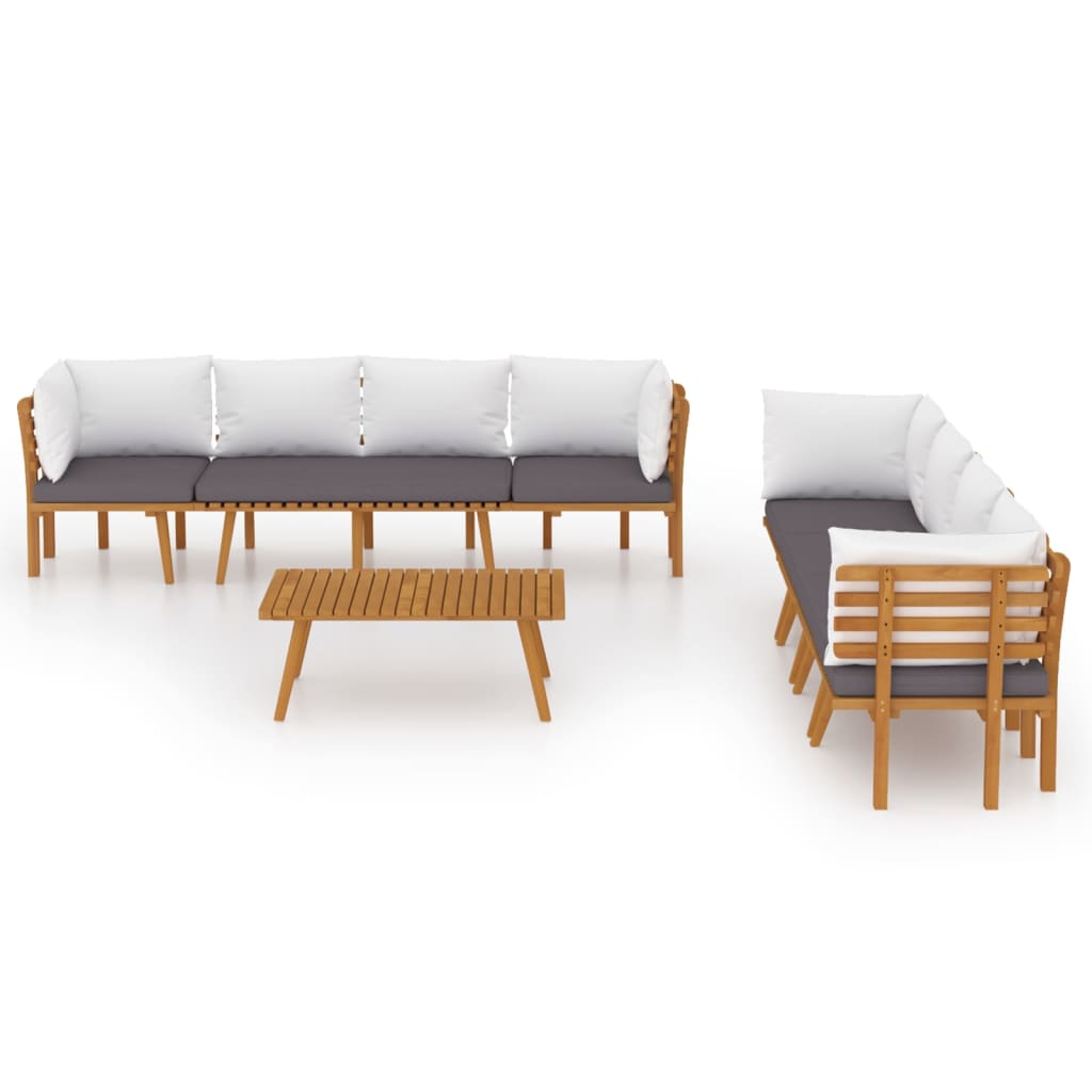 vidaXL 8 Piece Patio Lounge Set with Cushions Solid Acacia Wood