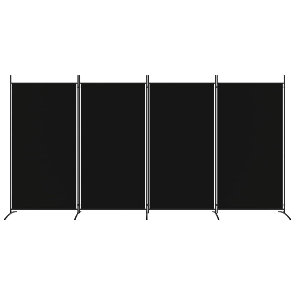 vidaXL 4-Panel Room Divider Black 136.2"x70.9" Fabric