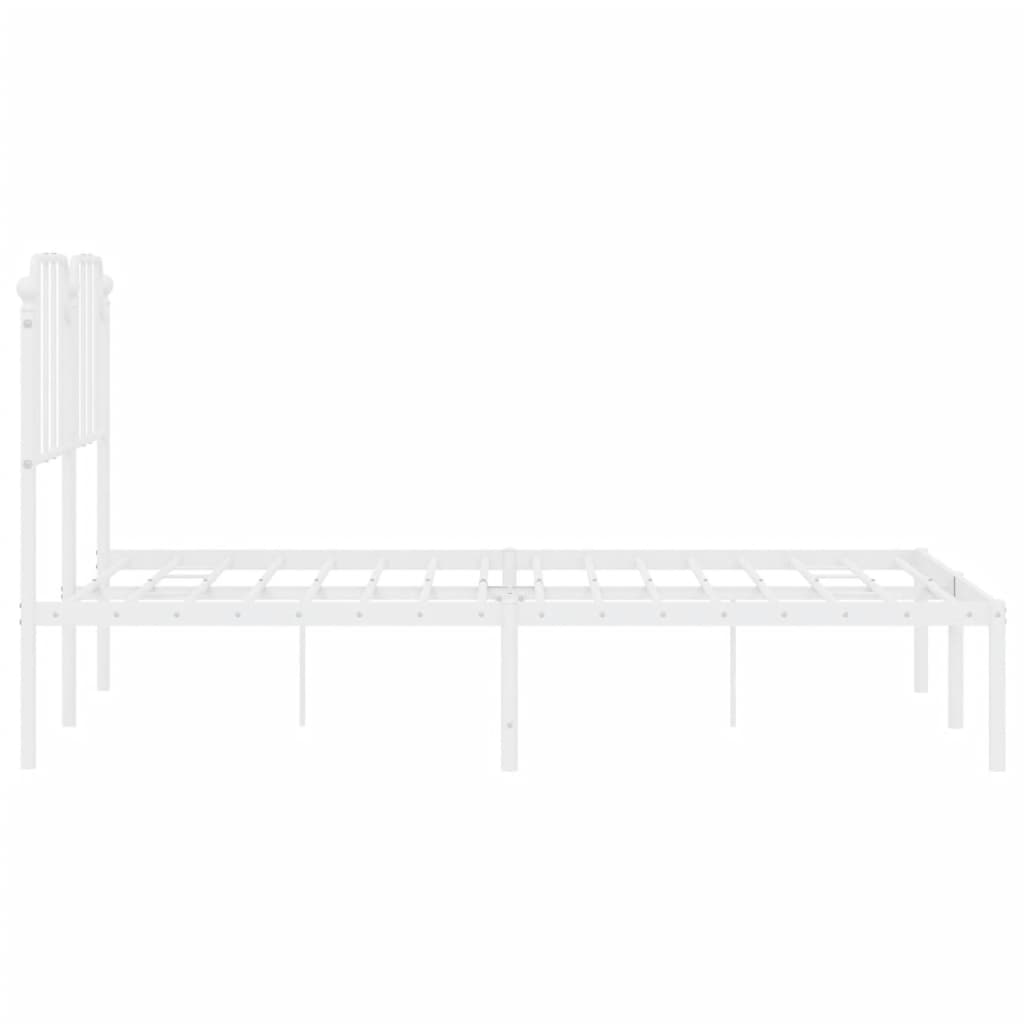 vidaXL Metal Bed Frame with Headboard White 59.1"x78.7"