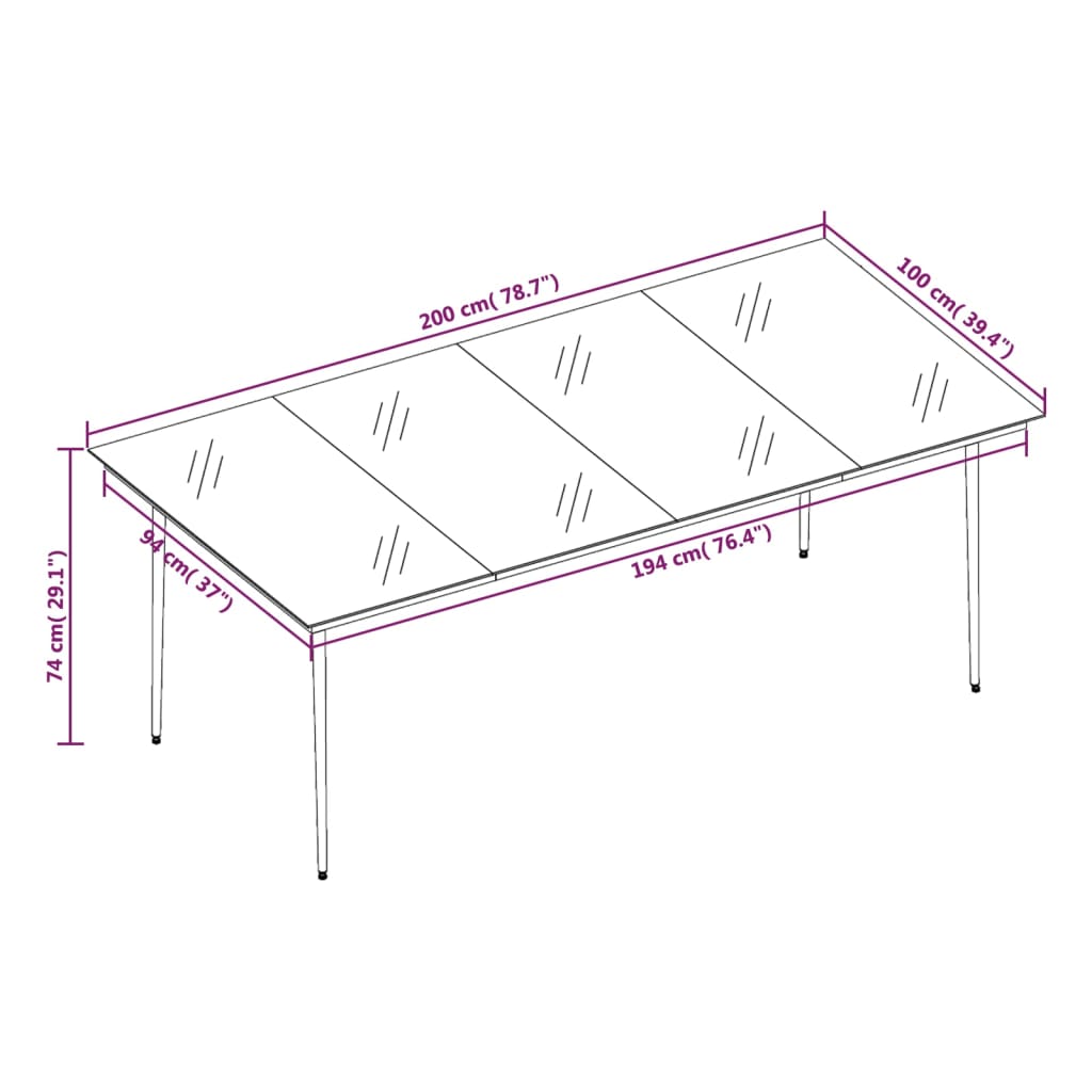 vidaXL 9 Piece Patio Dining Set Dark Gray