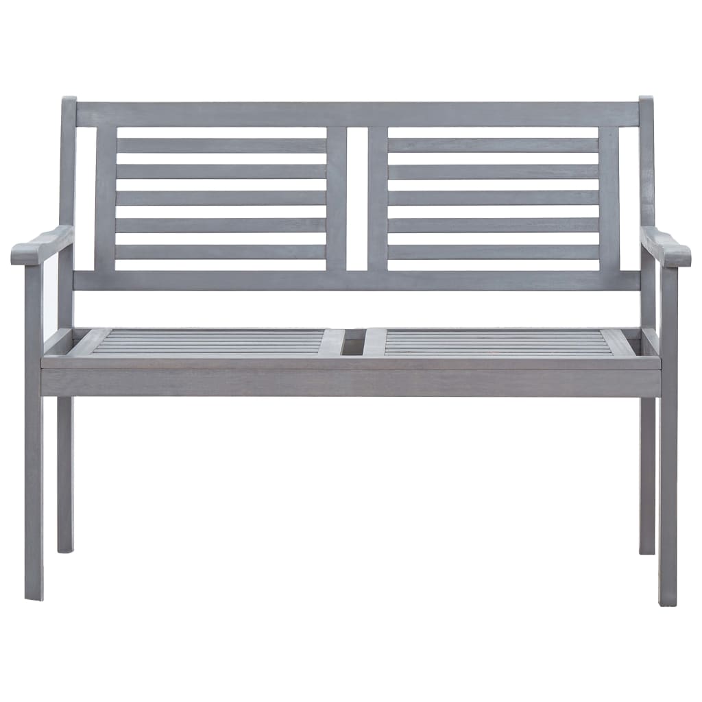 vidaXL 2-Seater Patio Bench with Cushion 47.2" Gray Eucalyptus Wood