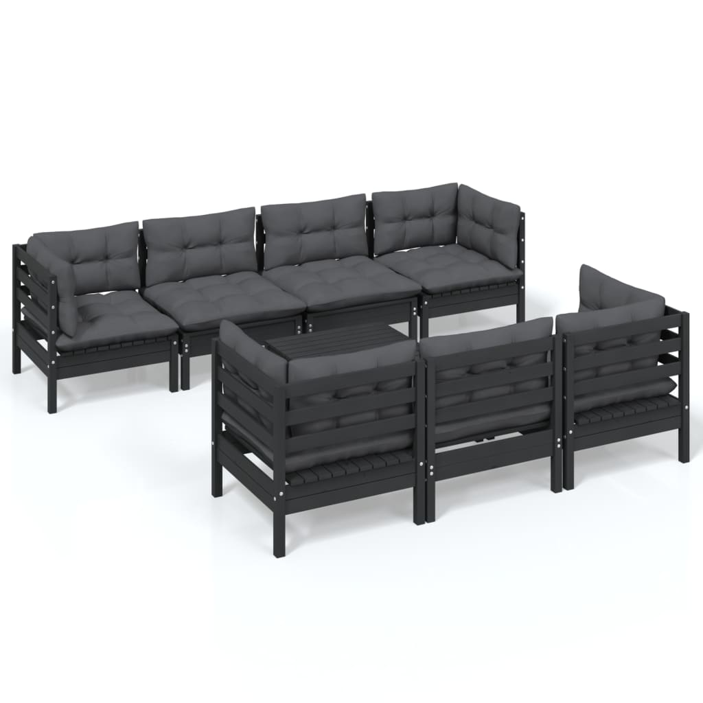 vidaXL 8 Piece Patio Lounge Set with Cushions Solid Pinewood