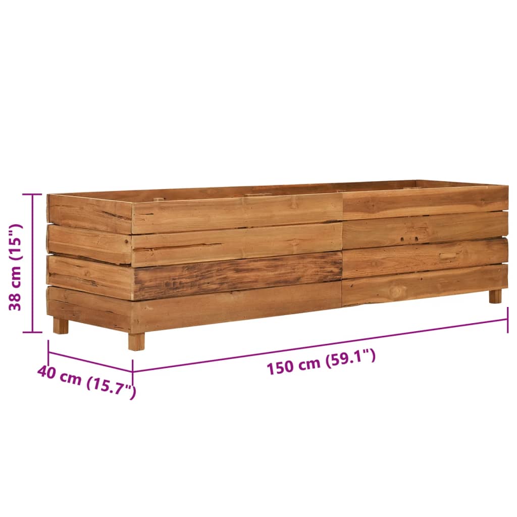 vidaXL Raised Bed 59.1"x15.7"x15" Recycled Teak Wood and Steel