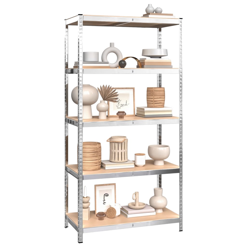 vidaXL 5-Layer Shelves 3 pcs Silver Steel&Engineered Wood