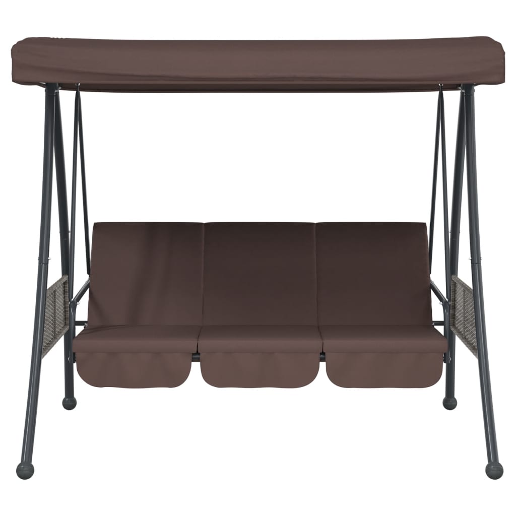 vidaXL Patio Swing Bench with Adjustable Canopy Coffee Brown Steel