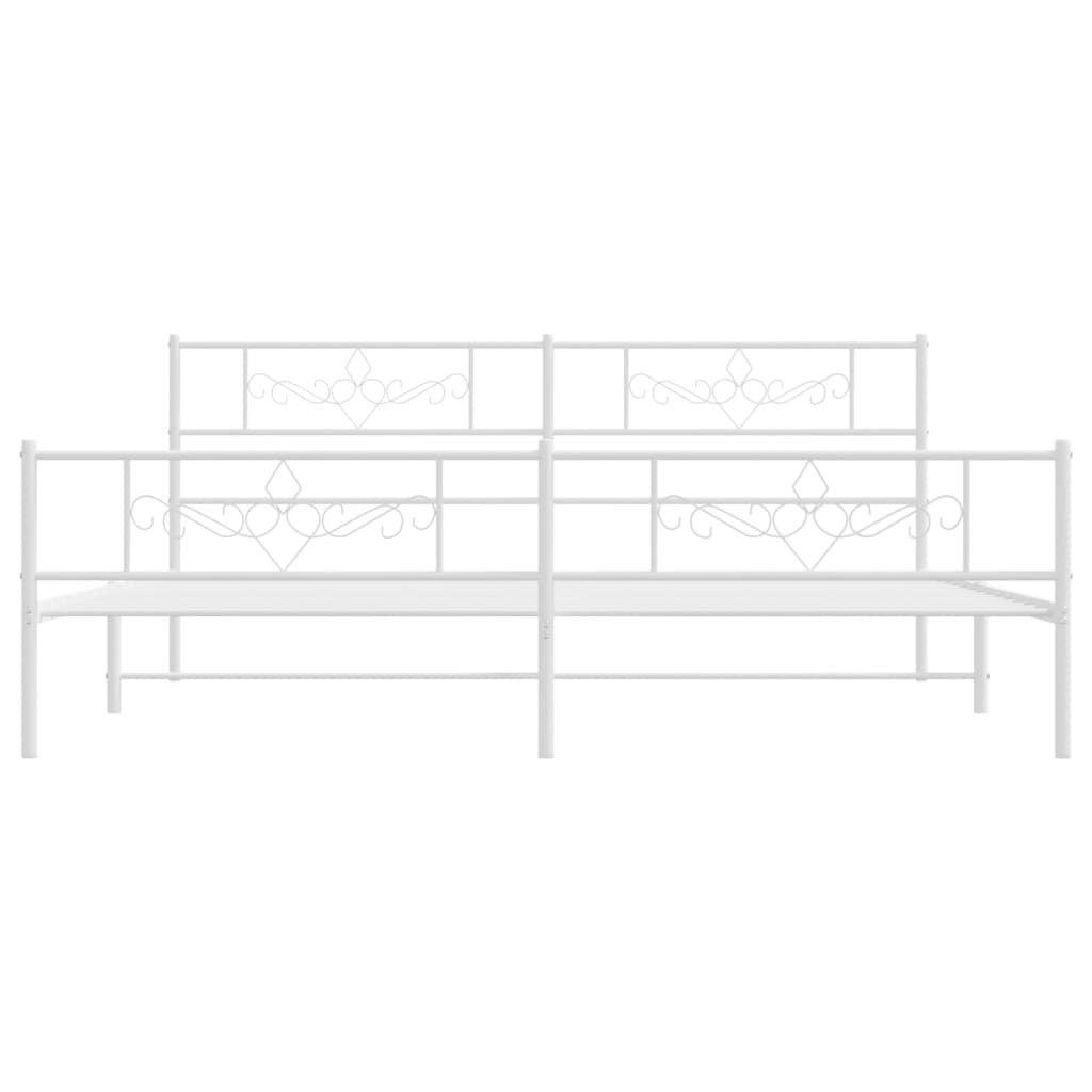 vidaXL Metal Bed Frame without Mattress with Footboard White 72"x83.9"