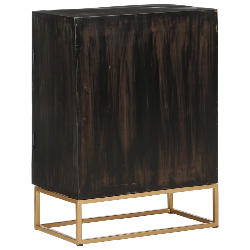 vidaXL Sideboard Black 21.7"x13.4"x29.5" Solid Wood Mango and Iron