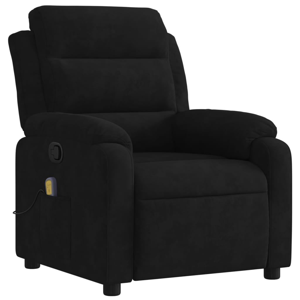 vidaXL Massage Recliner Chair Black Velvet