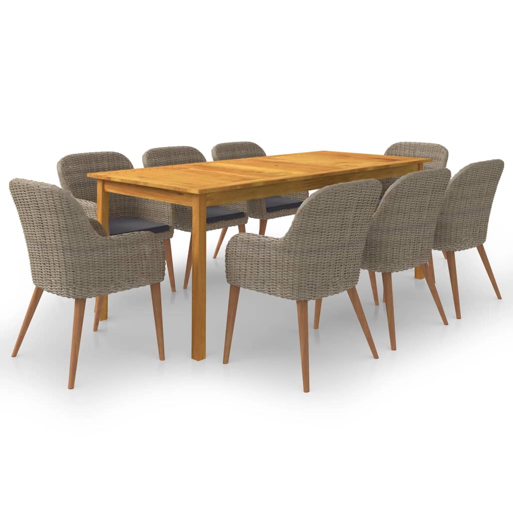 vidaXL 9 Piece Patio Dining Set Brown