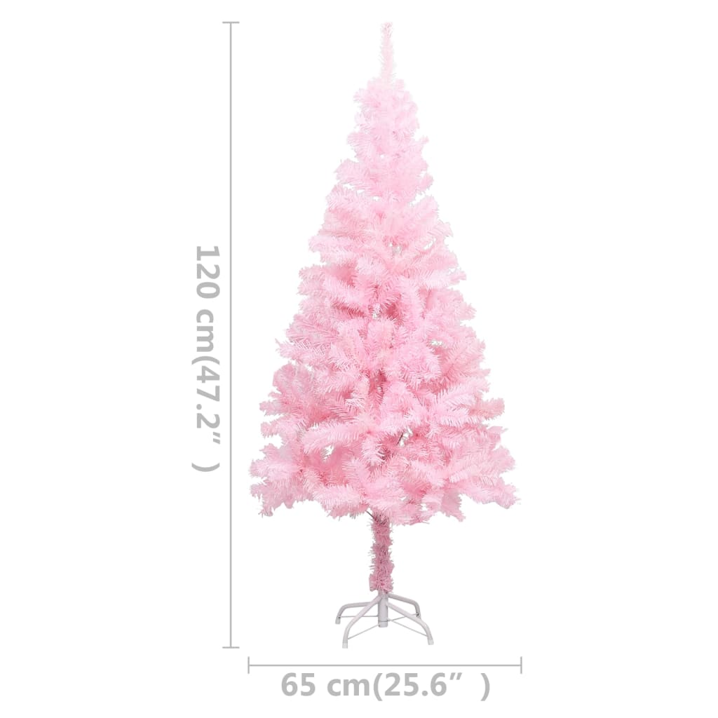 vidaXL Artificial Pre-lit Christmas Tree with Stand Pink 47.2" PVC