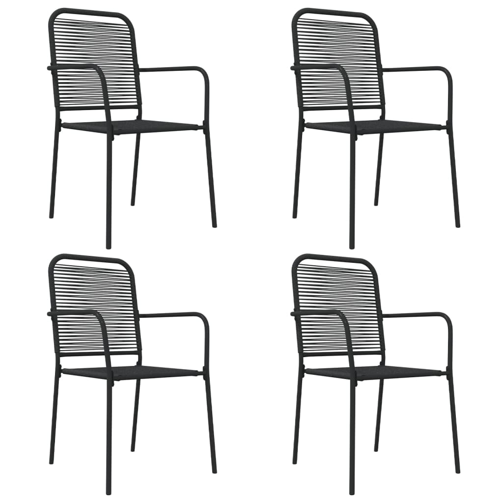 vidaXL 5 Piece Patio Dining Set Black Cotton Rope and Steel